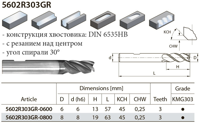 5602R303GR фреза по металлу, страница из каталога ZCC-CT - 2 5602R303GR фреза по металлу, страница из каталога ZCC-CT - 2