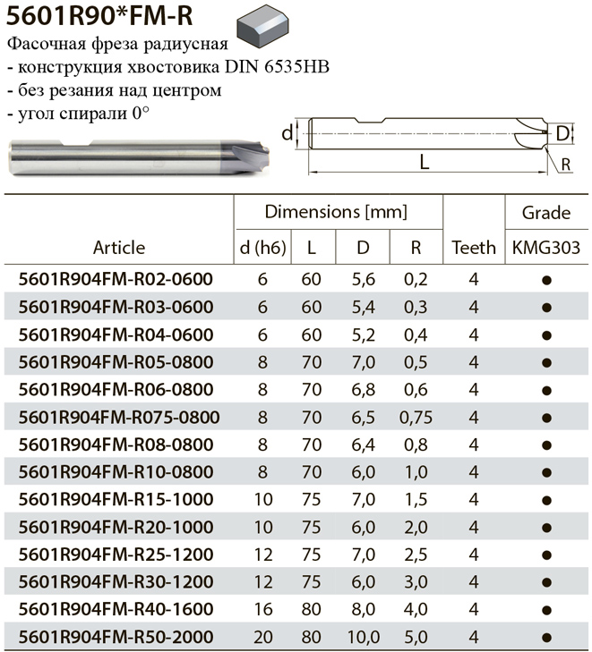 5601R90 фасочная фреза по металлу, страница из каталога ZCC-CT - 2-1 5601R90 фасочная фреза по металлу, страница из каталога ZCC-CT - 2-1