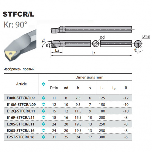 E20S-STFCR16 расточной резец