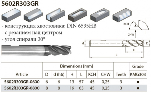 5602R303GR-0600 KMG303 фреза черновая