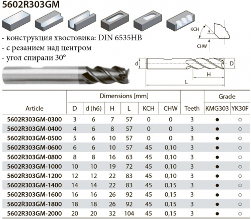 5602R303GM-1000 KMG303 шпоночная фреза