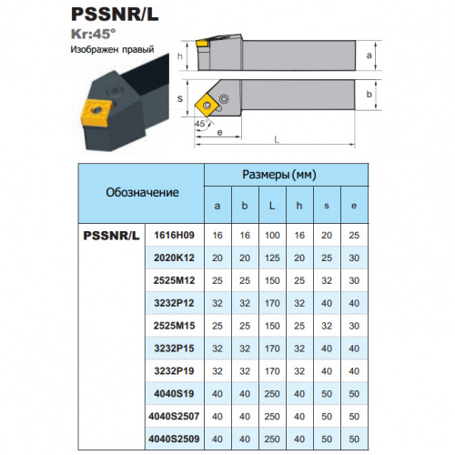 PSSNR2525M15 резец проходной отогнутый
