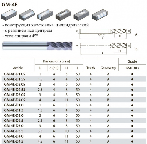 GM-4E-D1 KMG303 фреза концевая