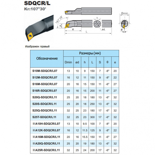 A10H-SDQCR07 расточной резец